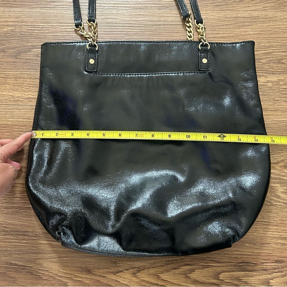 MICHAEL KORS black gold shoulder bag purse tote - Picture 9 of 11